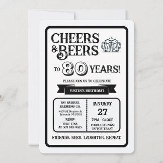 Brauerei Pub Geburtstags Cheers und Biere zum 80-j Einladung