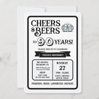 Brauerei Pub Geburtstags Cheers und Biere zum 90-j Einladung