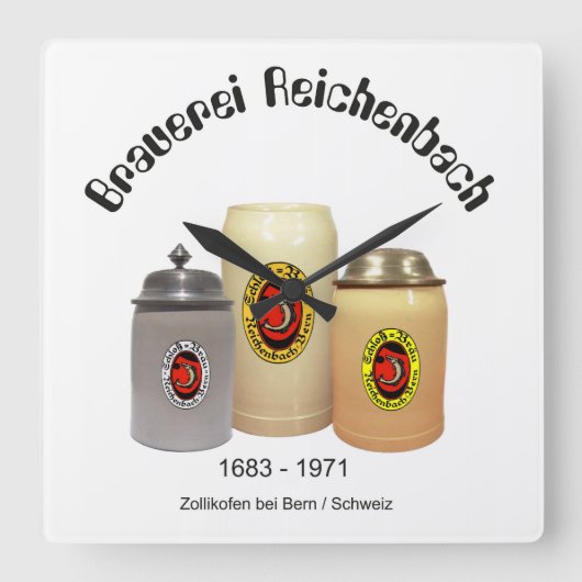 Brauerei Reichenbach Zollikofen Quadratische Wanduhr (Vorderseite)