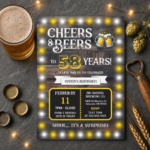 Brauerei Überraschung Prostet und Bier zum 58. Geb Einladung