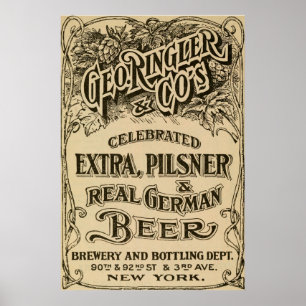 Brauerei und Bierwerbung von 1908 Vintage Poster