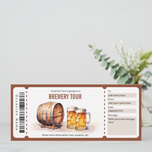 Brauereibesichtigungszertifikat - Bierverkostung Einladung (Stehend Vorderseite)
