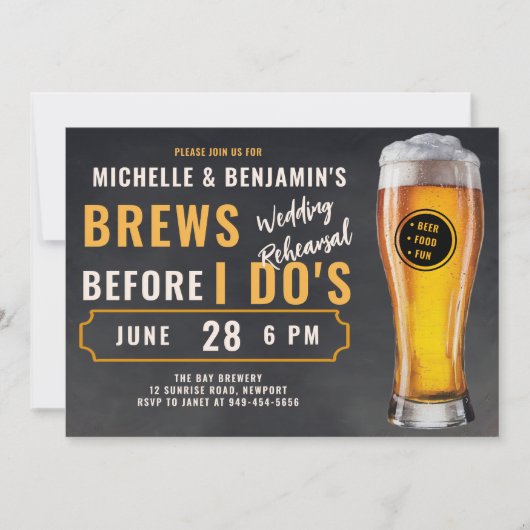 Brauereien, bevor ich Brauerei Hochzeit Probe Chal Einladung (Vorderseite)