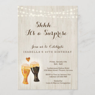 Brauereiüberraschung Geburtstagsparty Rustikales Einladung