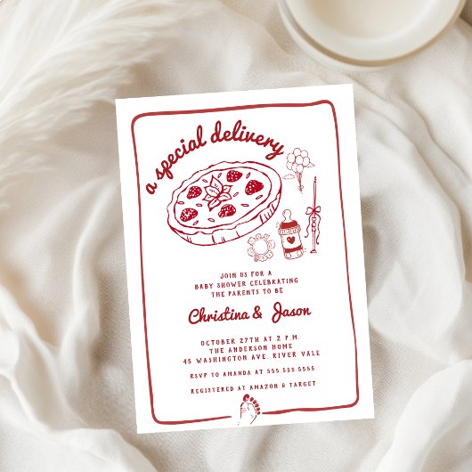 Braukaffee handgezogen Doodles Babydusche Einladung