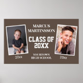 Braun 2 Foto Dann jetzt Abschluss Klasse 20xx Poster (Vorne)