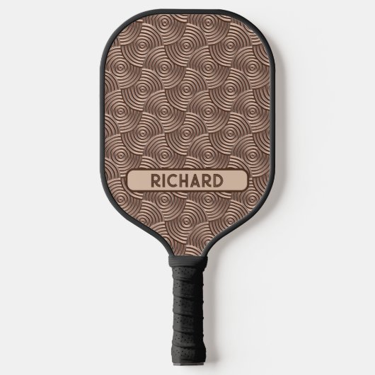 braun 3D-Kreis Geometrisch, Name hinzufügen oder M Pickleball Schläger (Vorderseite)