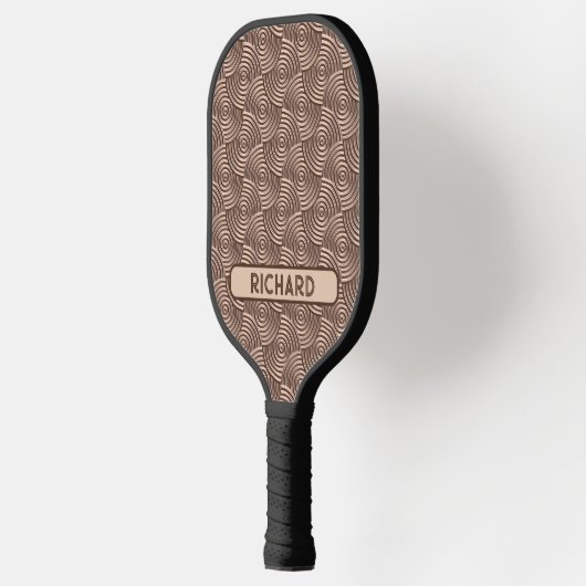 braun 3D-Kreis Geometrisch, Name hinzufügen oder M Pickleball Schläger (Links)