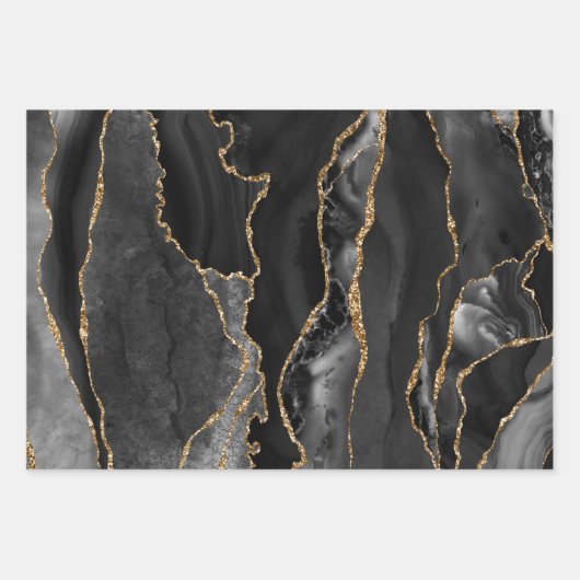 Braun-Alge in Schwarz und Beige Geschenkpapier Set (Vorderseite 2)