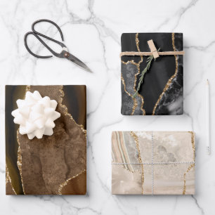 Braun-Alge in Schwarz und Beige Geschenkpapier Set