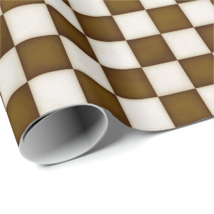Braun & Antiqu Weiß Kariert Geschenkpapier