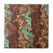 Braun Aqua Türkis Grüne Marbella Kunst Fliese (Vorderseite)