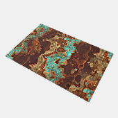 Braun Aqua Türkis Grüne Marbella Kunst Fußmatte (Schrägansicht)