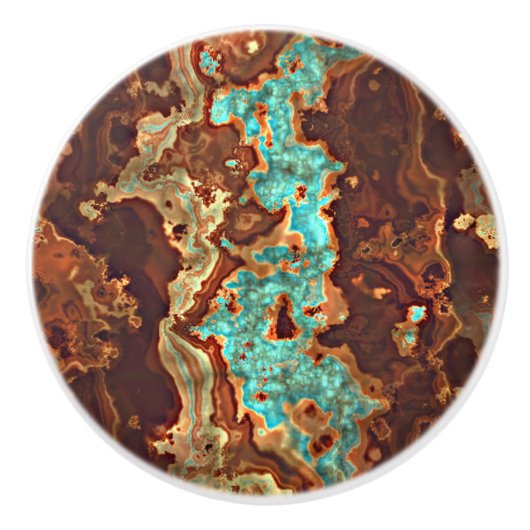 Braun Aqua Türkis Grüne Marbella Kunst Keramikknauf (Vorderseite)