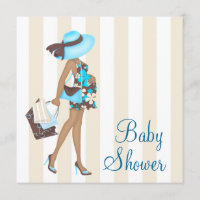 Braun Aquamarin Blue Baby Dusche Einladungen