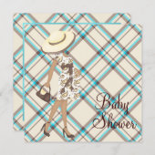 Braun Aquamarin Blue Baby Dusche Einladungen (Vorne/Hinten)