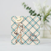 Braun Aquamarin Blue Baby Dusche Einladungen (Stehend Vorderseite)