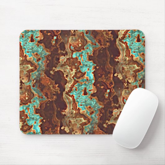 Braun Aquamarin türkisfarbene Grüne Marbella Kunst Mousepad (Mit Mouse)