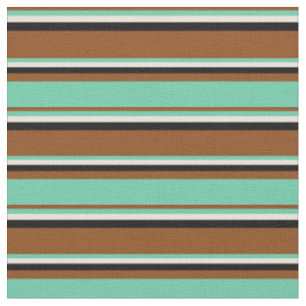 Braun, Aquamarine, Beige und schwarz gefärbte Lini Stoff