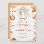 Braun-Aquarell-Babydusche mit eigener Marke Einladung (Vorne/Hinten)