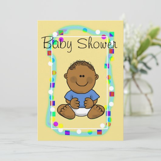 Braun Baby Boy Dusche Einladung oder Ankündigung (Stehend Vorderseite)