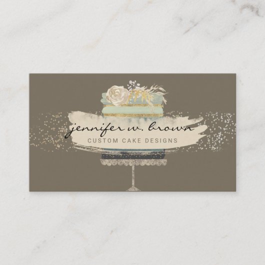 Braun Backbäckerei Bright Wedding Cake Visitenkarte (Vorderseite)