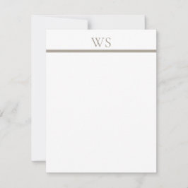 Braun Balken Monogramm Personalisierte Flache Noti Mitteilungskarte