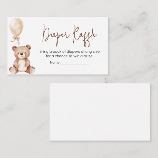 Braun Bärenballon Babydusche Windelwanne Raffel Begleitkarte (Vorne/Hinten)