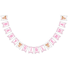 Braun Bear Baby Duwer Bunting Flag (Pink) Wimpelkette