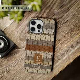 Braun Beige Aztekermuster anpassbar iPhone 15 Pro Max Hülle
