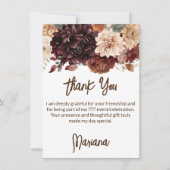 Braun Beige Blume Blumenkohl Party Danke Karte (Vorderseite)