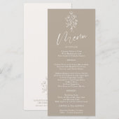 Braun Beige Blume Bohemisch Einfach Botanisch Menükarte (Vorne/Hinten)