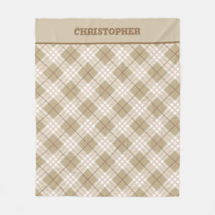 Braun Beige Büffel Kariert Jungen Wurfdecke Twin G Fleecedecke