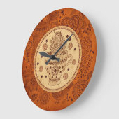 Braun & Beige Coffee Design Retro-Blume Große Wanduhr (Winkel)