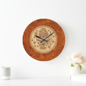 Braun & Beige Coffee Design Retro-Blume Große Wanduhr (Zuhause)