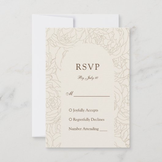 Braun-beige elegante Blumenhochzeit RSVP Karte (Vorderseite)