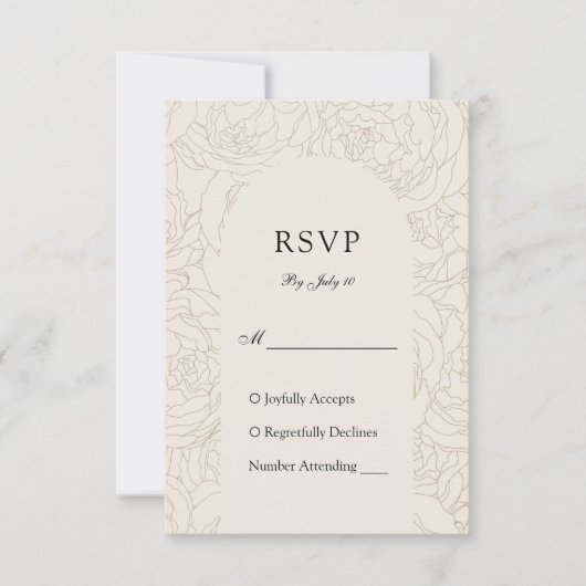 Braun-beige elegante Blumenhochzeit RSVP Karte (Vorderseite)