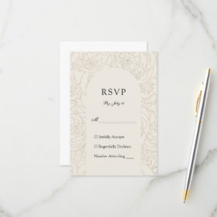 Braun-beige elegante Blumenhochzeit RSVP Karte