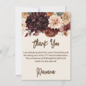 Braun Beige Elfenbein Blume Blumenkohl Dankeschön  Einladung (Vorderseite)