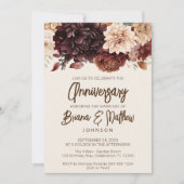 Braun Beige Elfenbeinblume Hochzeitstag Einladung (Vorderseite)