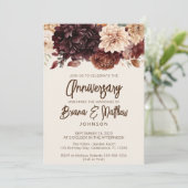 Braun Beige Elfenbeinblume Hochzeitstag Einladung (Stehend Vorderseite)