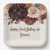 Braun Beige Elfenbeinküste Blume Blumenkohl Party Pappteller (Vorderseite)