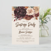 Braun Beige Elfenbeinküste Blume Überraschung Gebu Einladung (Stehend Vorderseite)