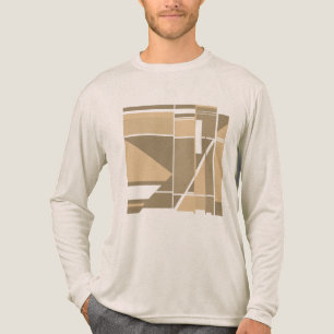 Braun-beige geometrische Kisten abstraktes MCM-ähn Tri-Blend Shirt