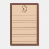Braun & Beige Geometrische Kunst Deco-Monogramm Li Post-it Klebezettel (Vorderseite)
