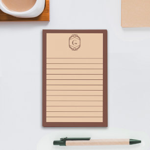 Braun & Beige Geometrische Kunst Deco-Monogramm Li Post-it Klebezettel