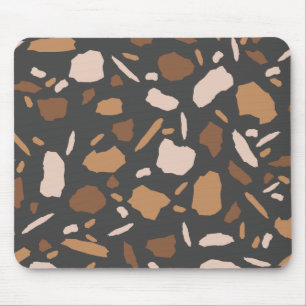 Braun, Beige, Hellbraun und Grau Terrazzo Marmor Mousepad