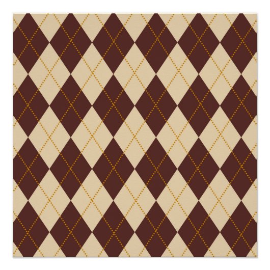 Braun Beige Herbst Argyle Diamantmuster  Poster (Vorderseite)