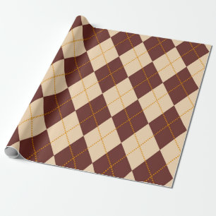 Braun Beige Herbst Raute Diamant Muster Geschenkpapier