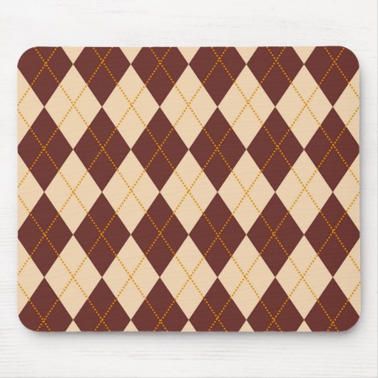 Braun Beige Herbst Raute Diamant Muster Mousepad (Vorne)